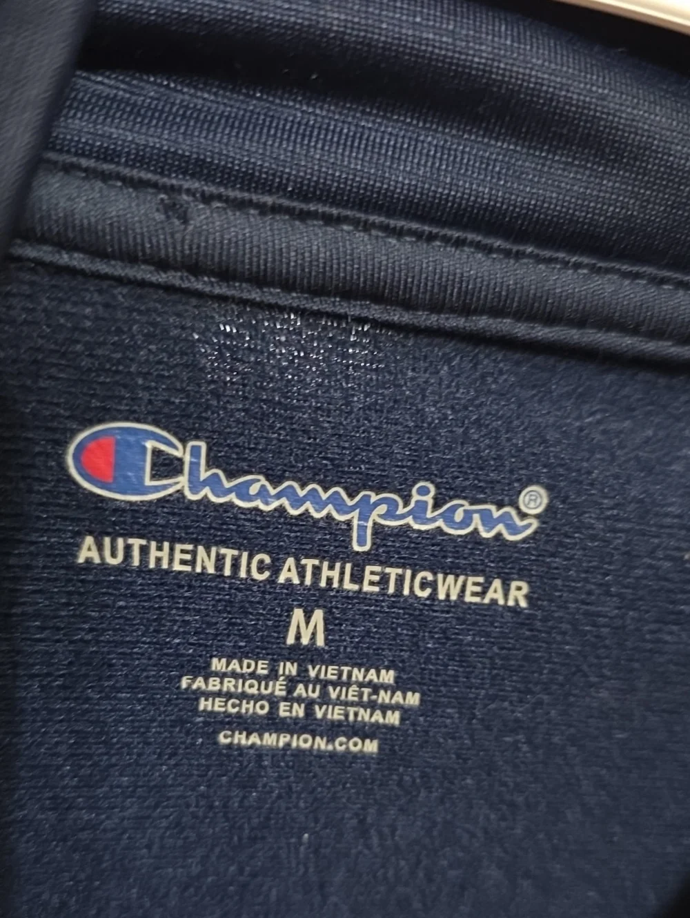 Champion Boys Youth Navy Track Jacket Red & White Logo Zips Athletic Sz M EUC